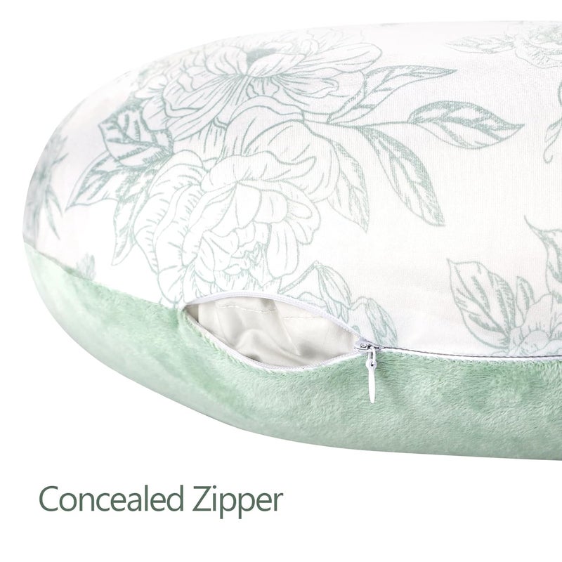 DAYEEBALL Nursing Pillow Cover 1 Pack, Double-Sided Removable Nursing Cover for Baby Girls Boys Newborn, Stretchy and Soft Reversible Slipcover for Breastfeeding Pillow, Green Flower (Only Cover) - Image 4